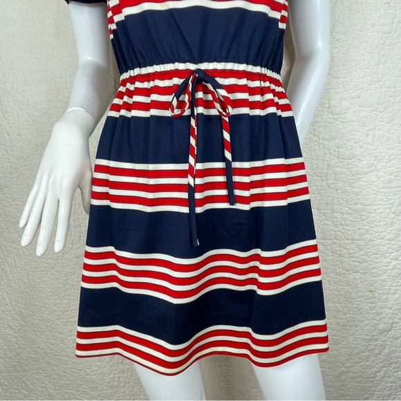 🔥Vintage 60s Jeune Leique Striped Red Blue Mini Dress - Picture 6 of 14
